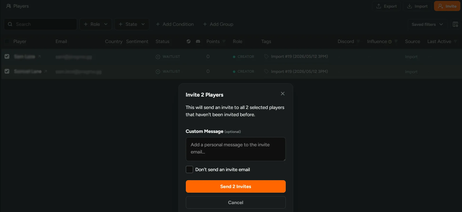 Bulk Invite