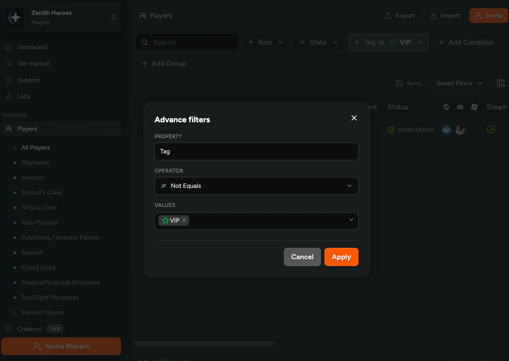 Advanced Filter Operators
