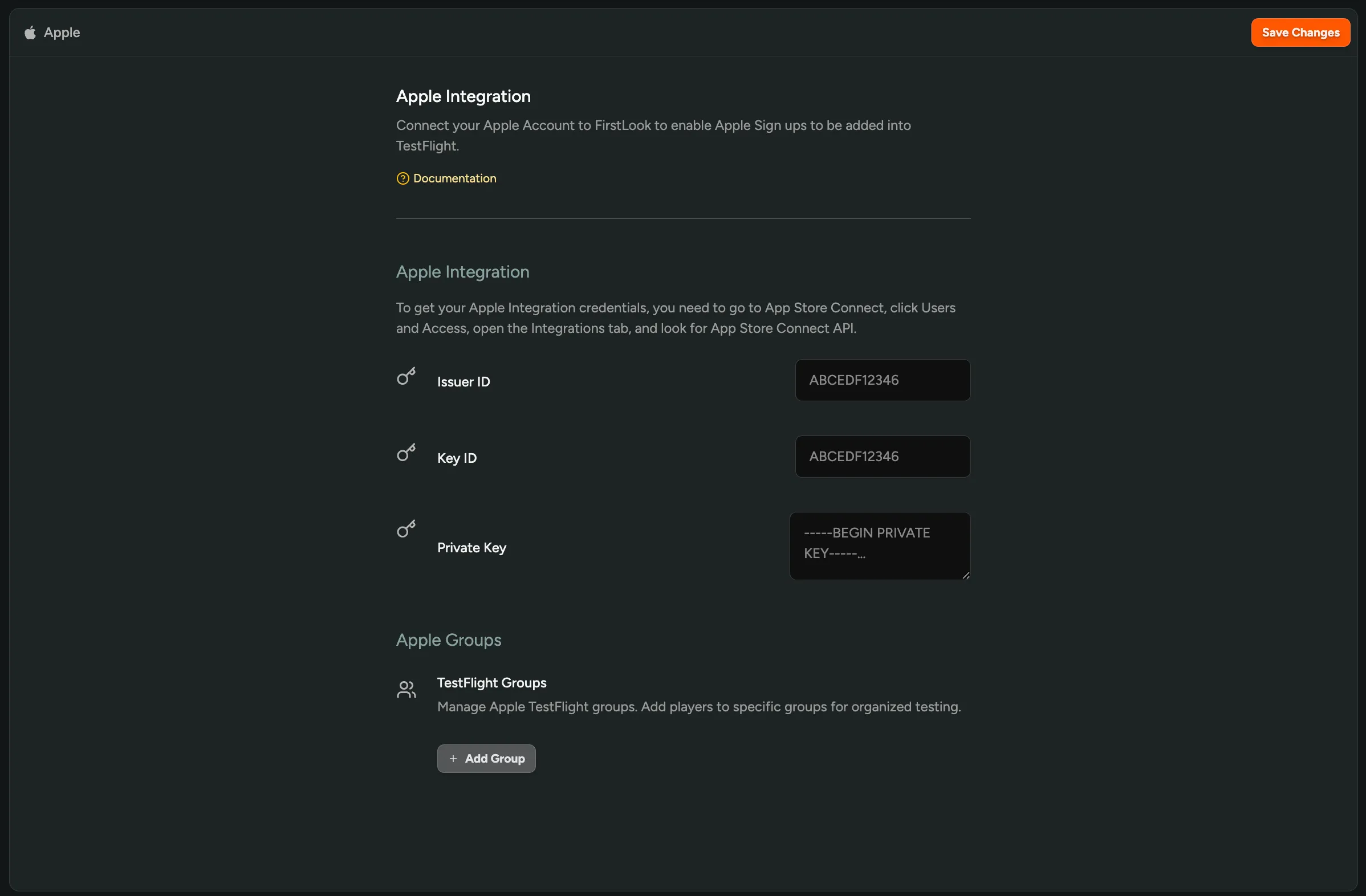 Apple Integration Settings