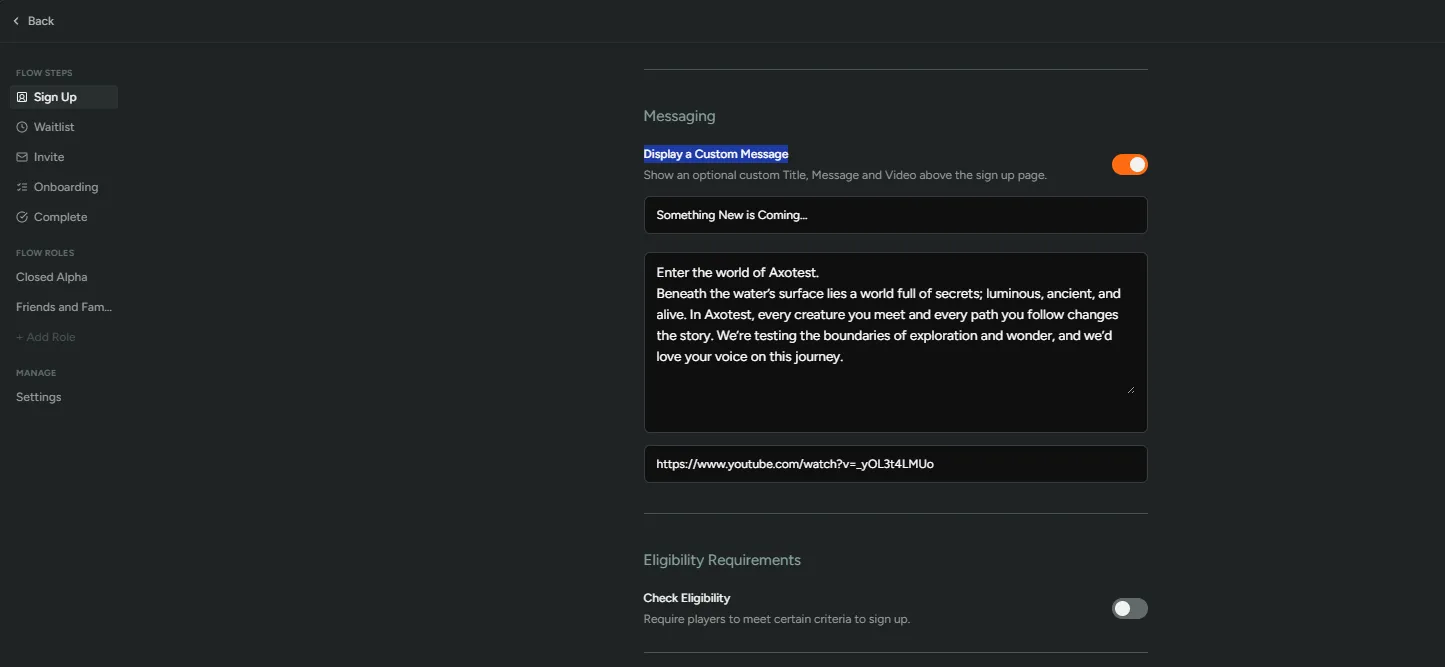 Sign Up Messaging