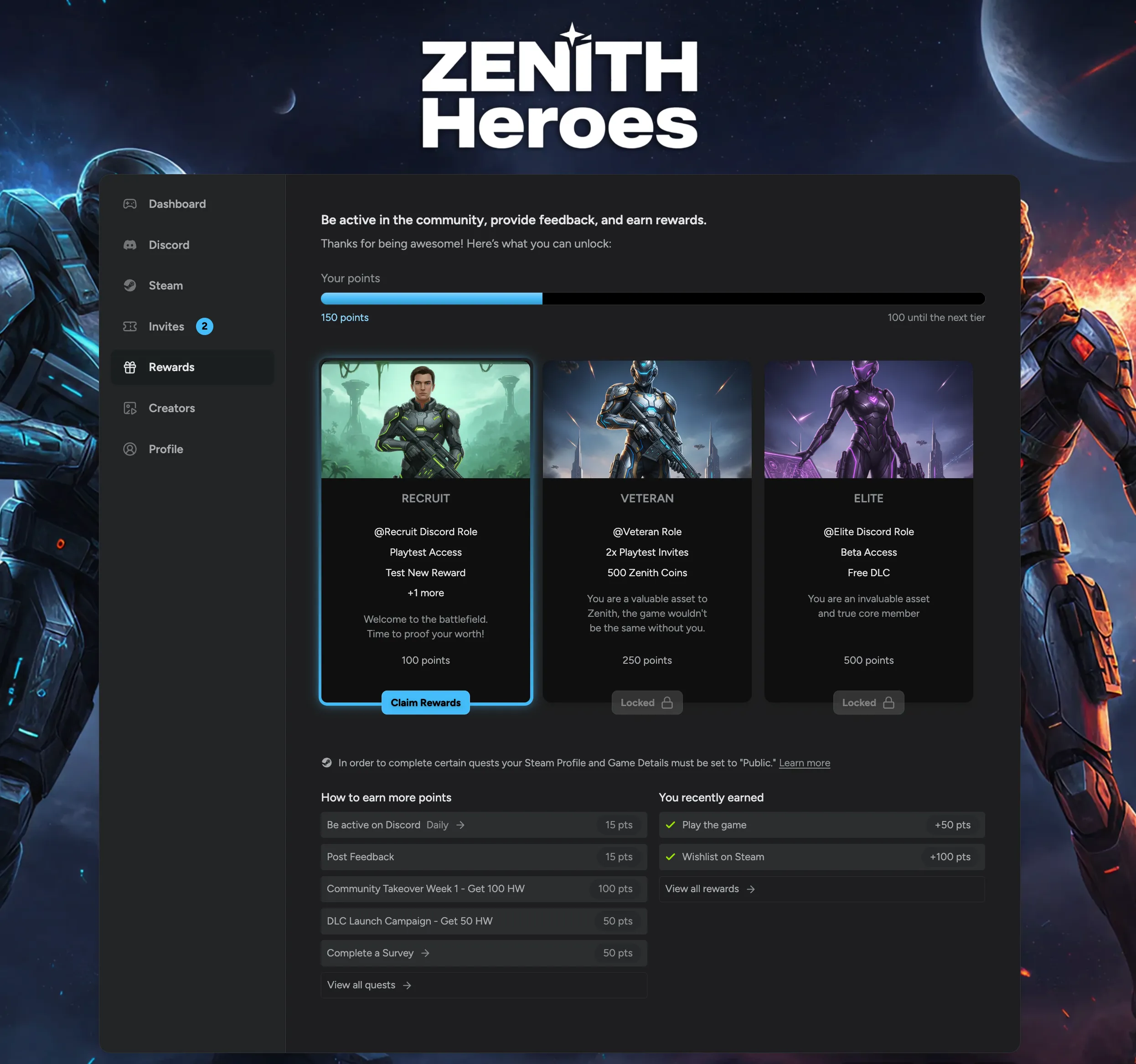 Creator progressing through reward tiers from campaign XP