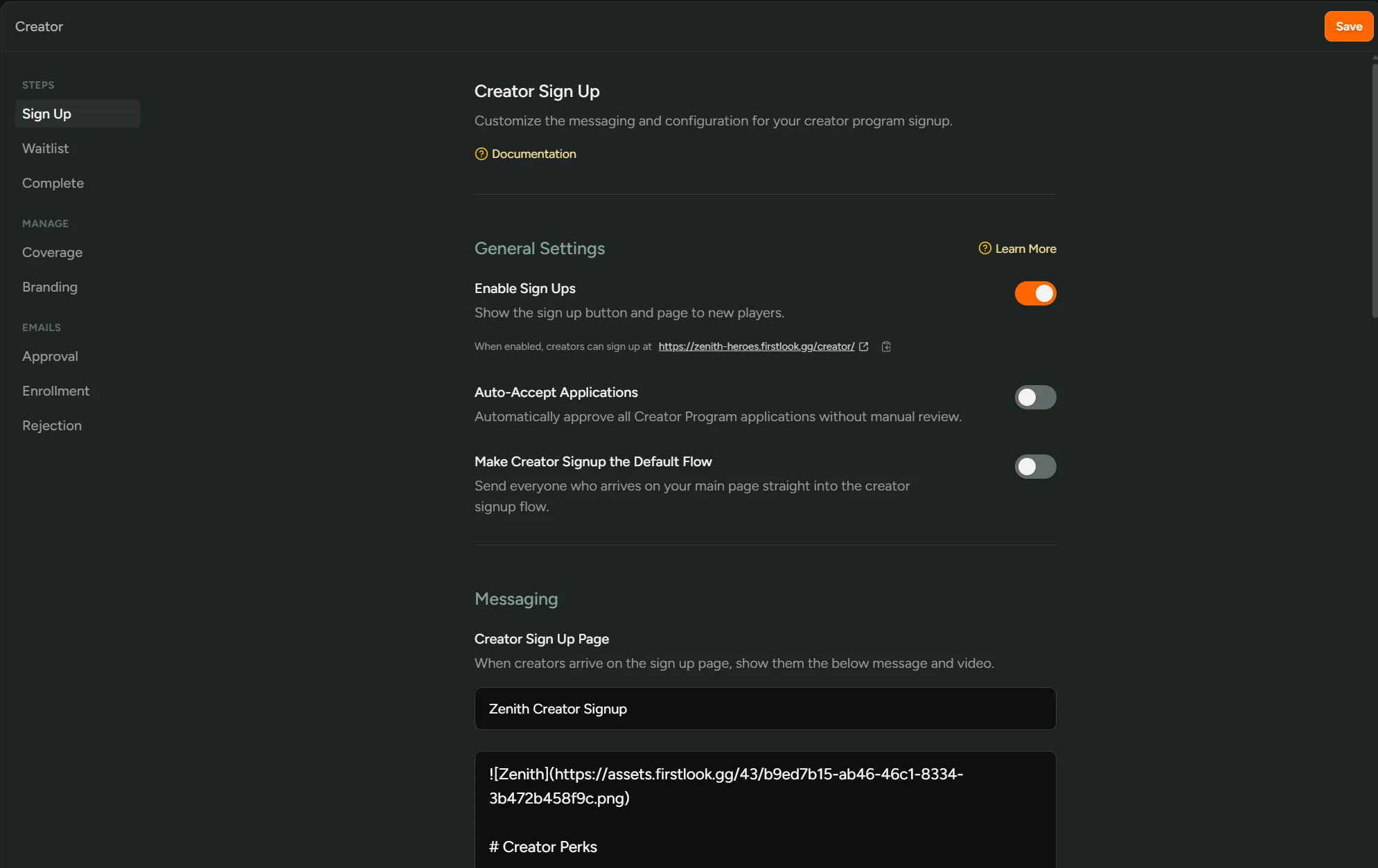 Creator Signup