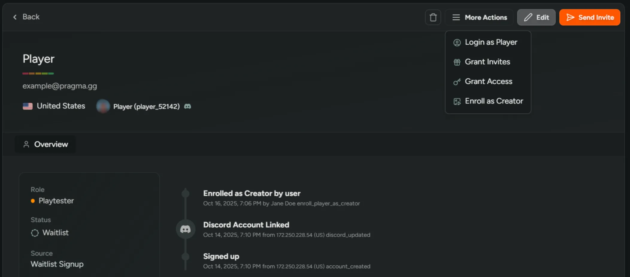 Creator Enroll Player