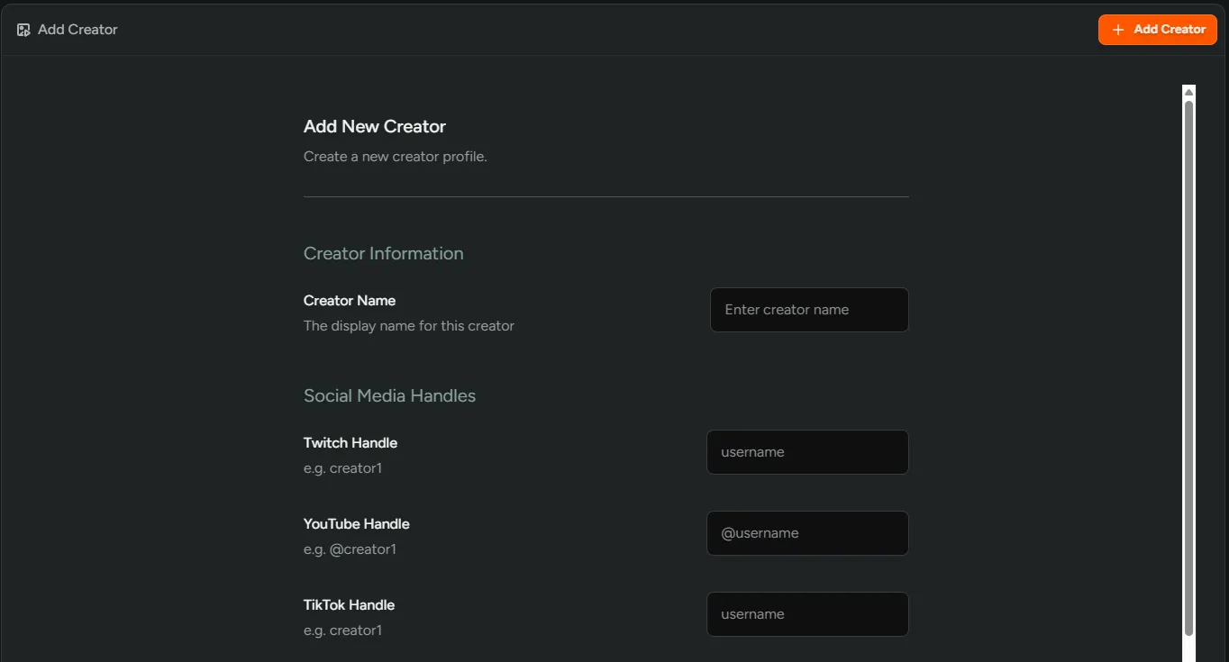 Creator Manually Add