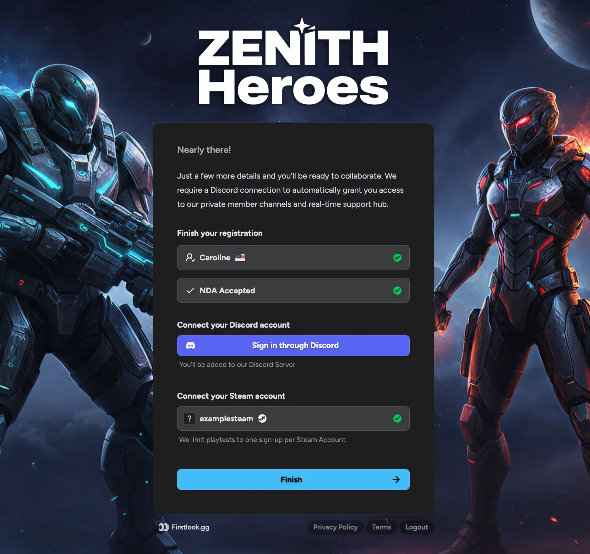 Custom message displayed on the player onboarding page