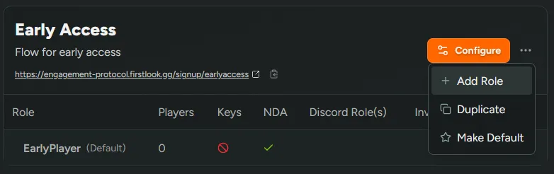 Setting a flow as the default from the flow settings page