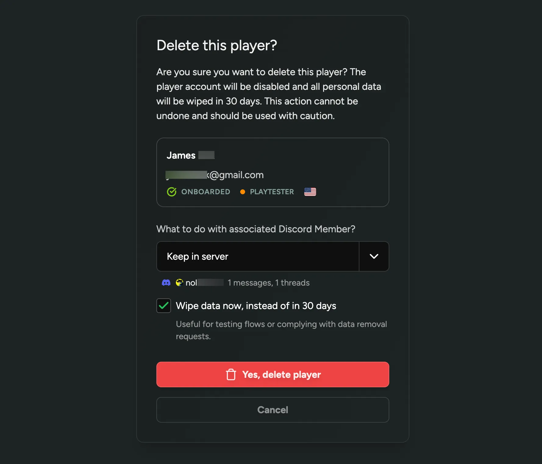 Delete Player