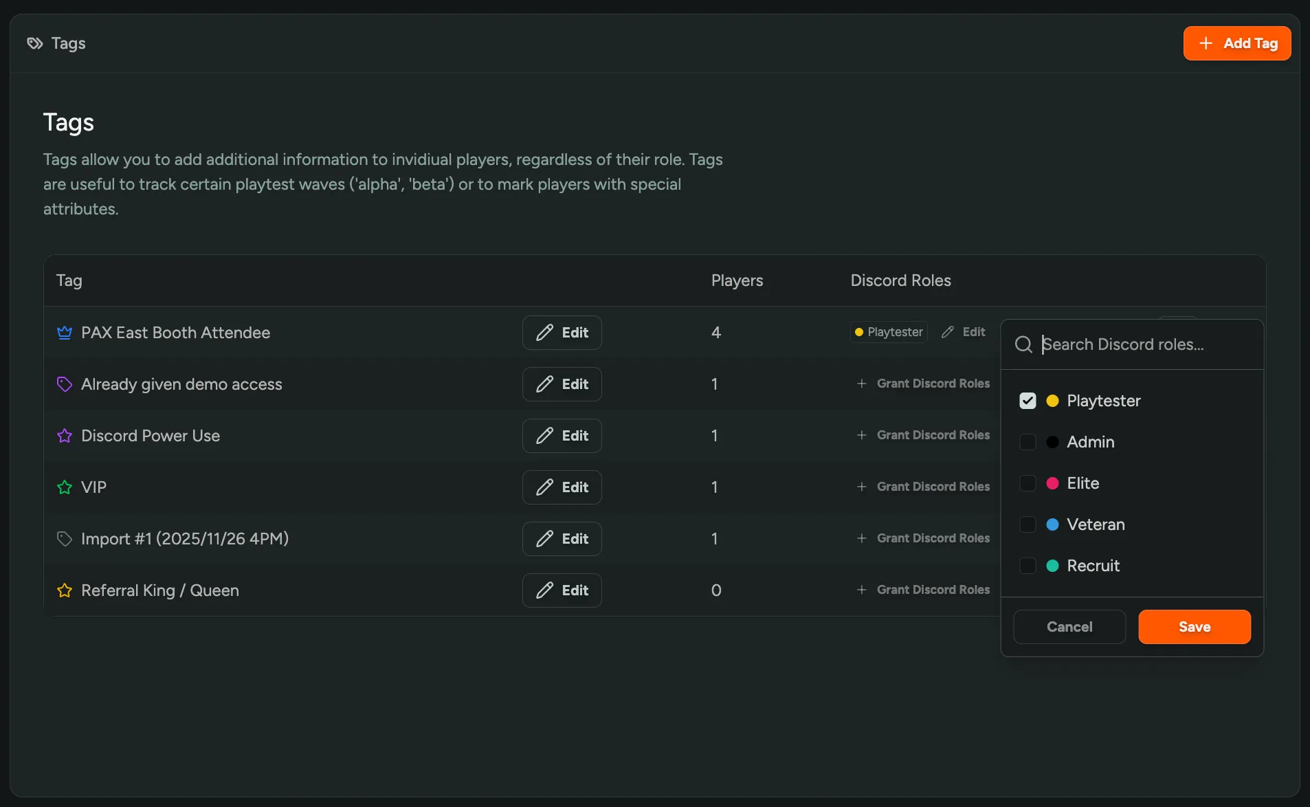 Assign Discord Roles via Player Tags