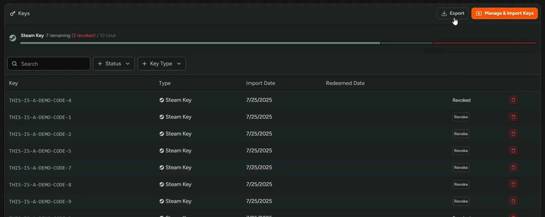 Export Keys