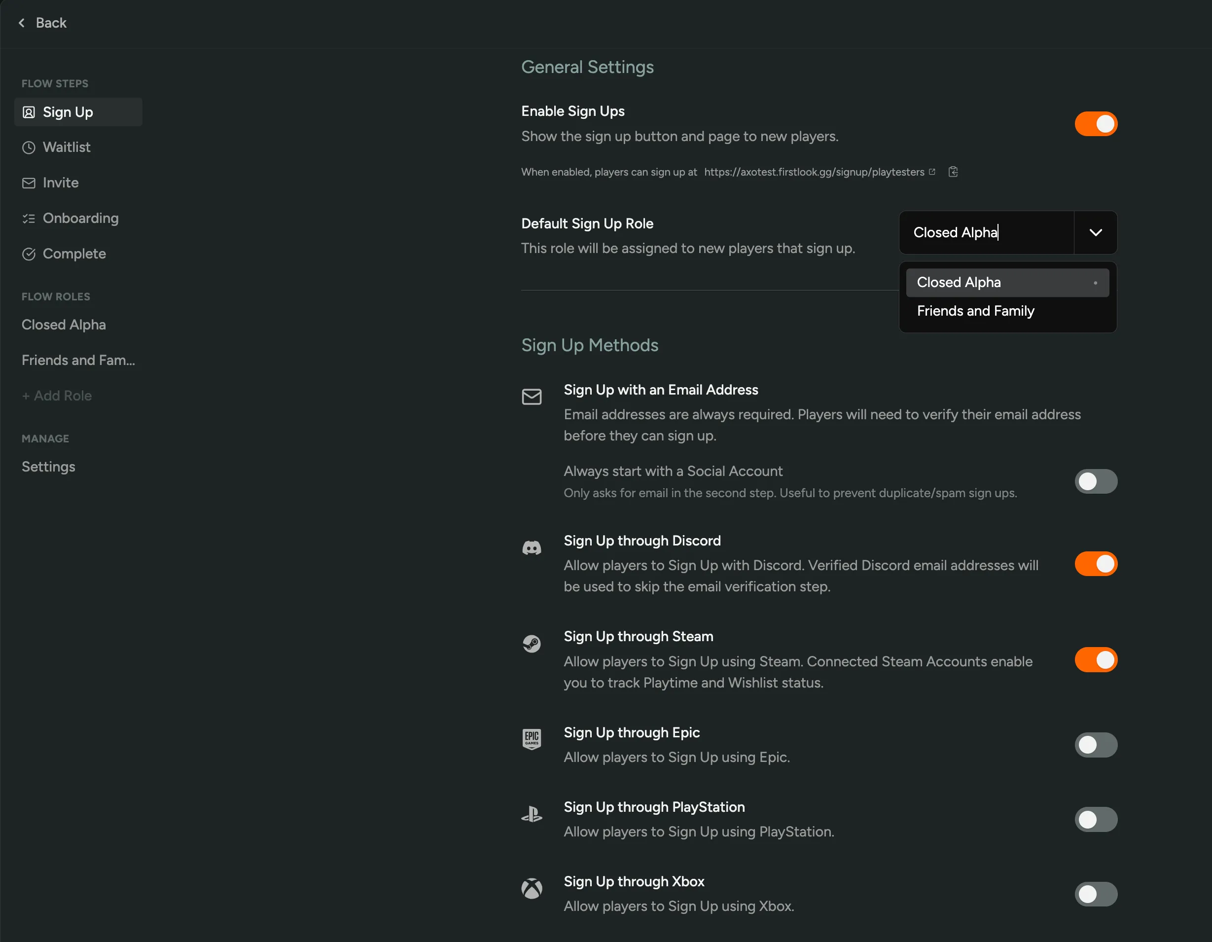 Playtesters Flow Sign Up