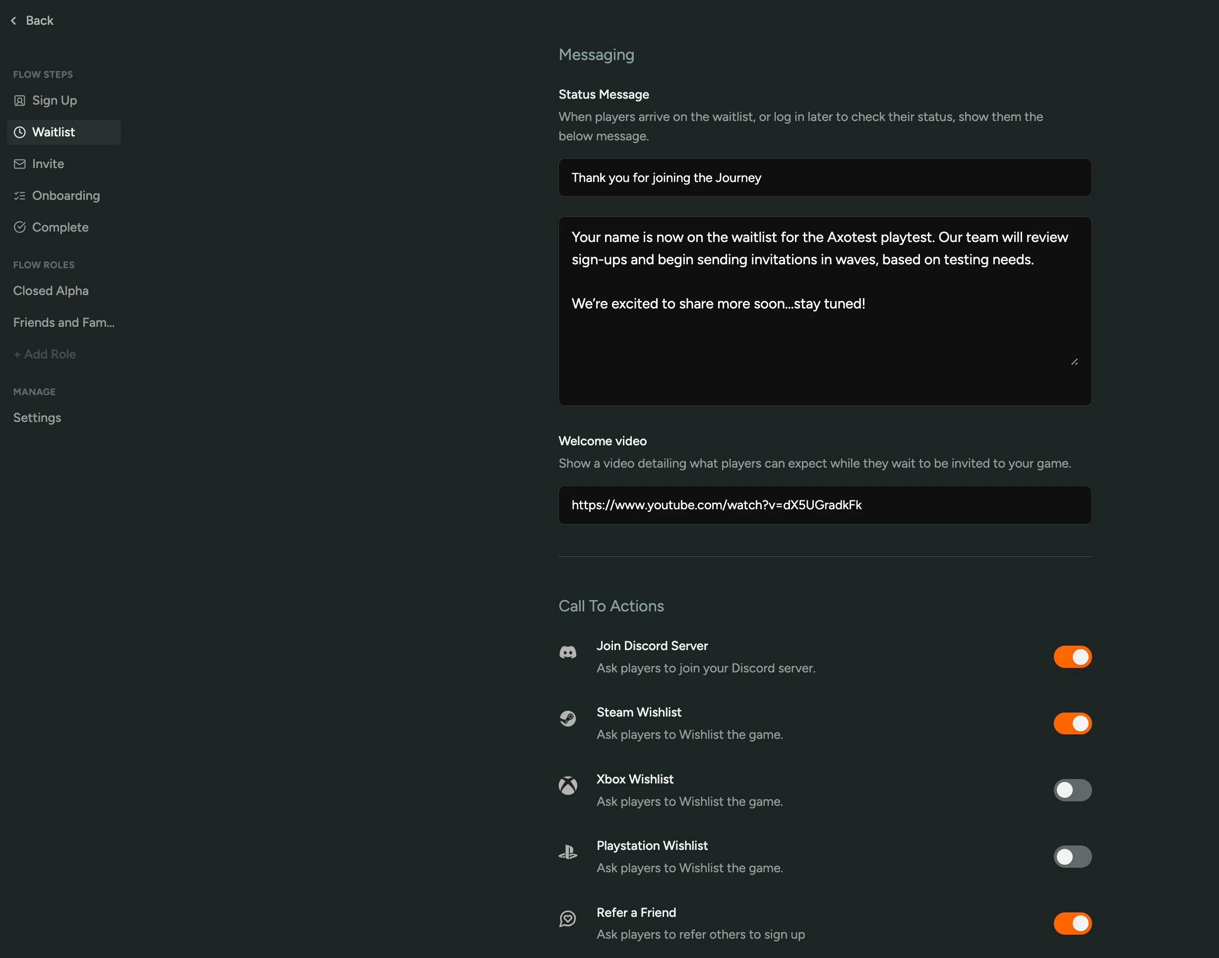 Playtesters Flow Waitlist
