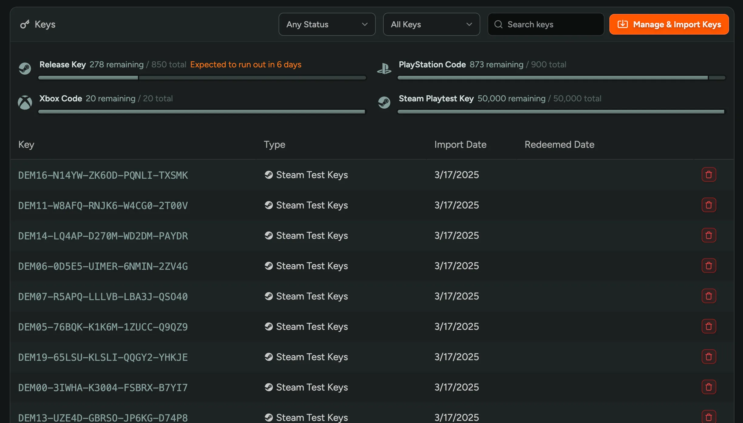 Key Inventory