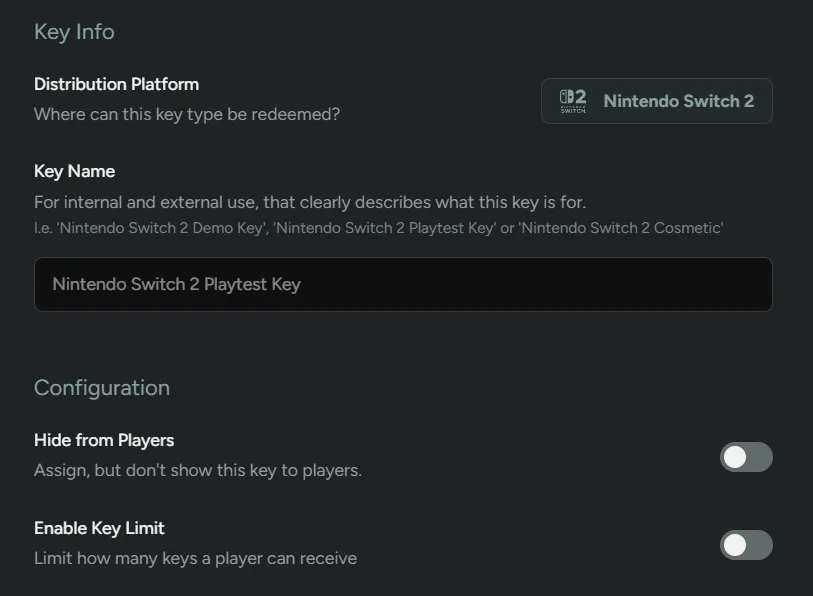 Key Type Nintendo