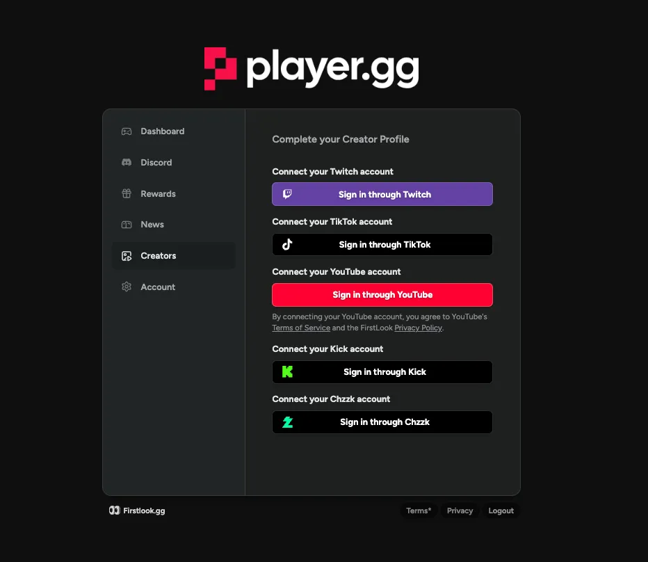Kick & Chzzk Creator Logins