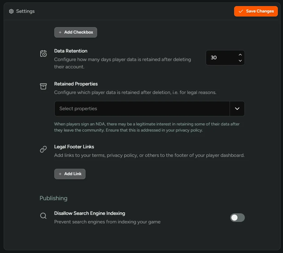 Legal Footer Links