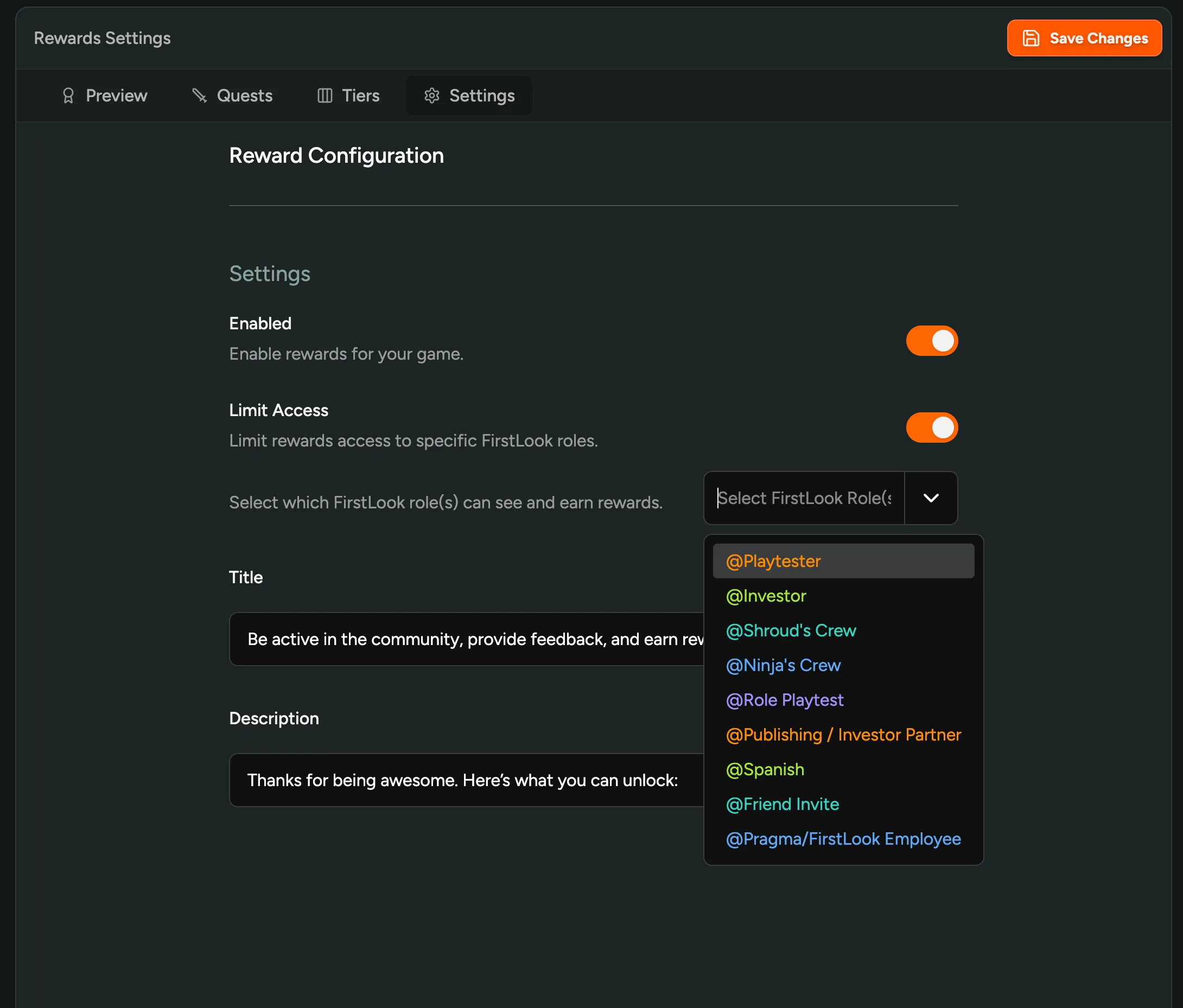 Limit Rewards Access to Specific Players