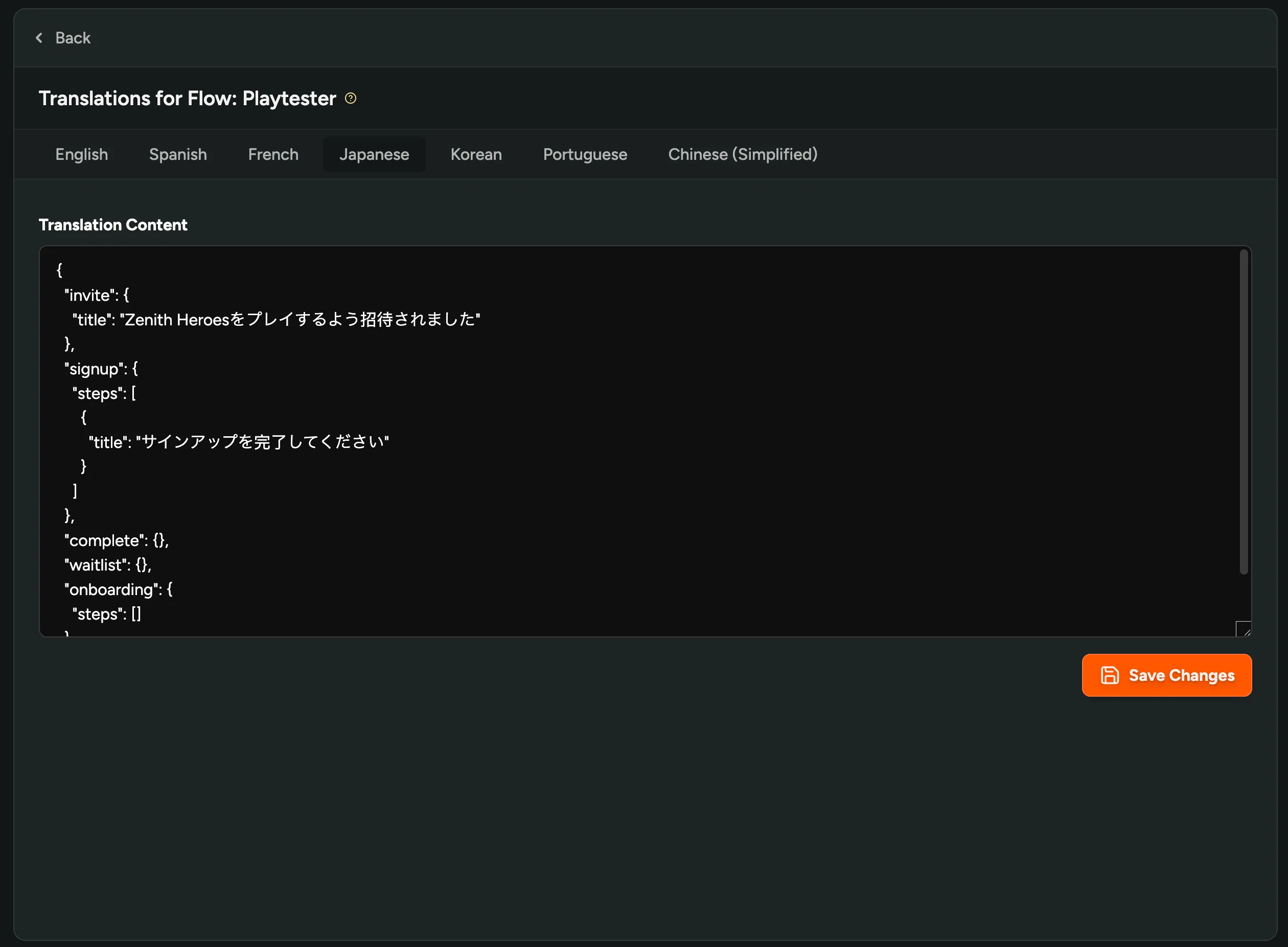 Localized Flows and Player Dashboard