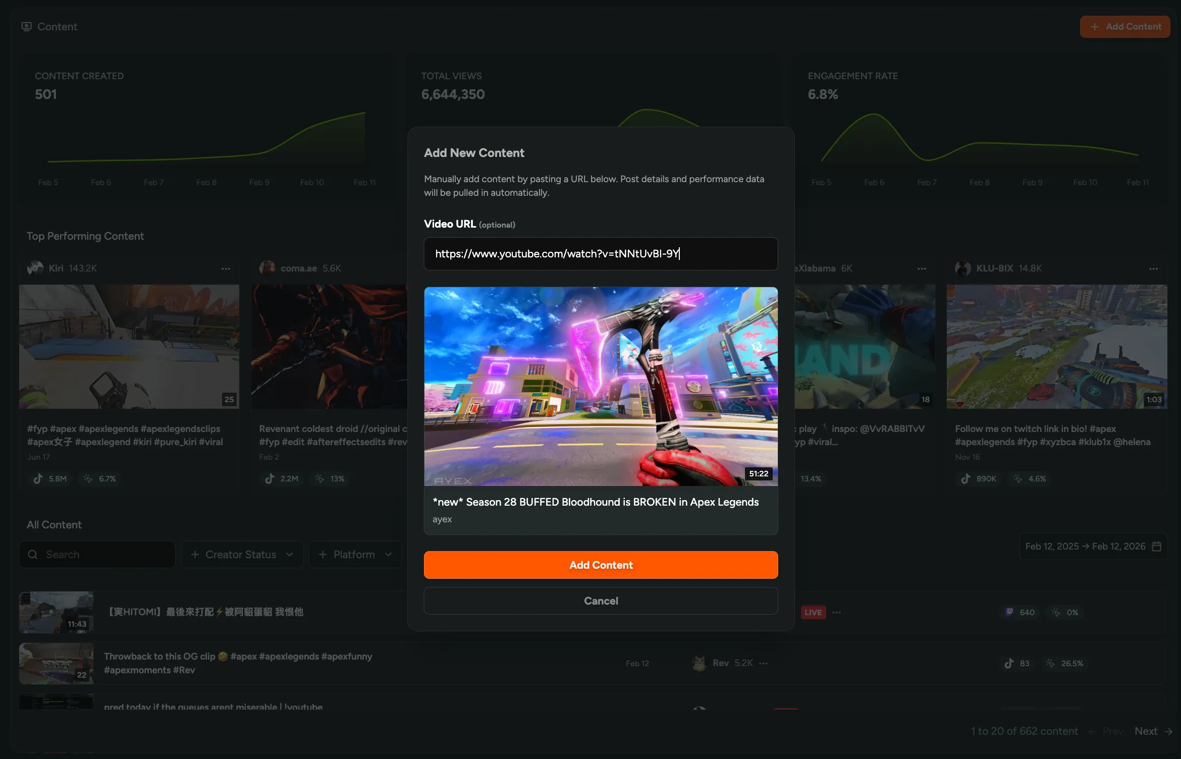 Manually Add Creator Content