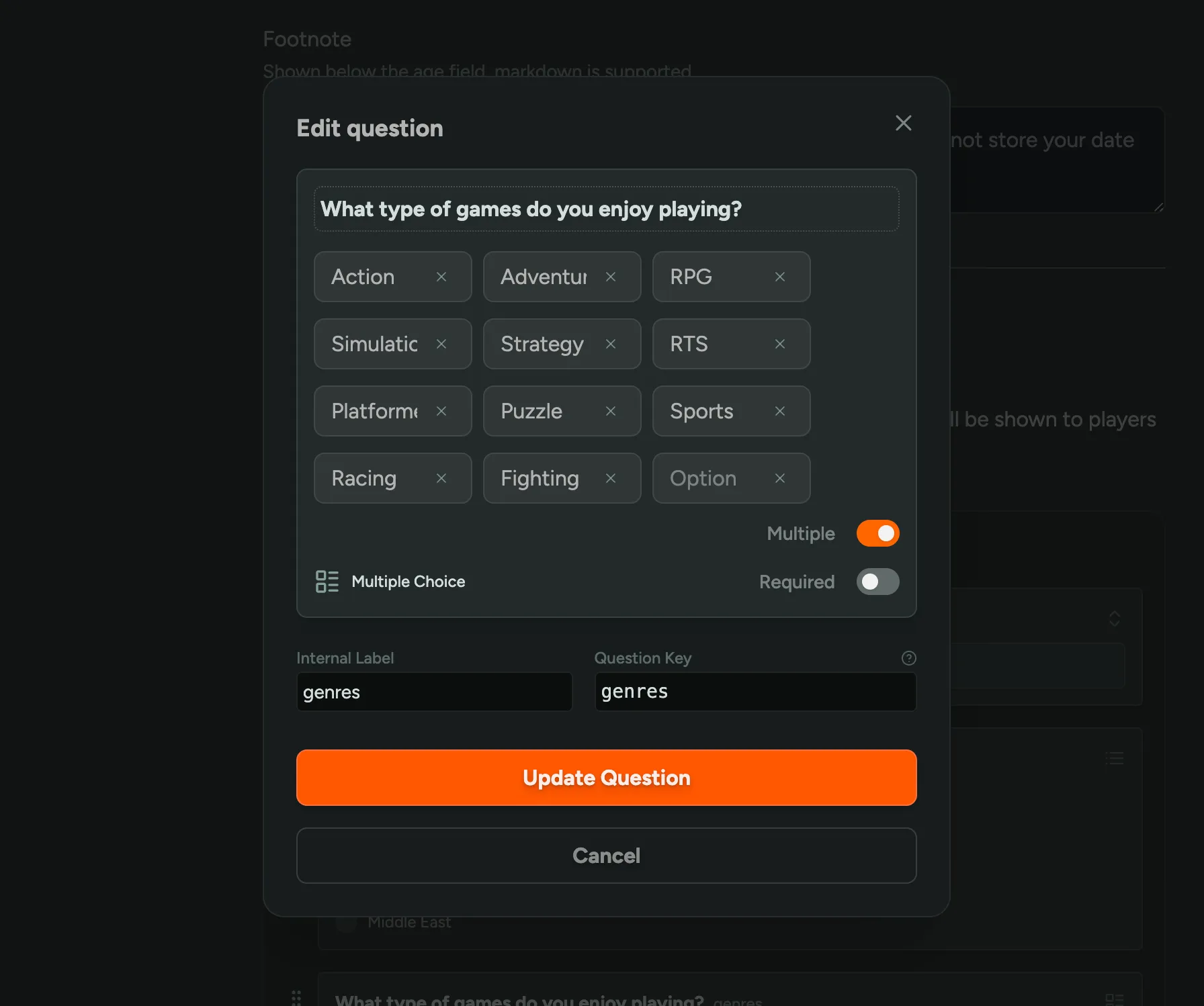 Multiple Choice Question Config