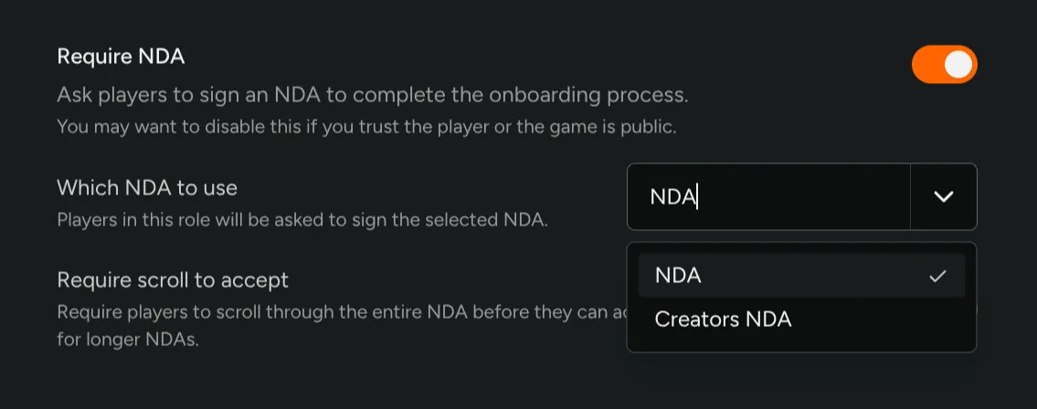 Assigning an NDA to a role