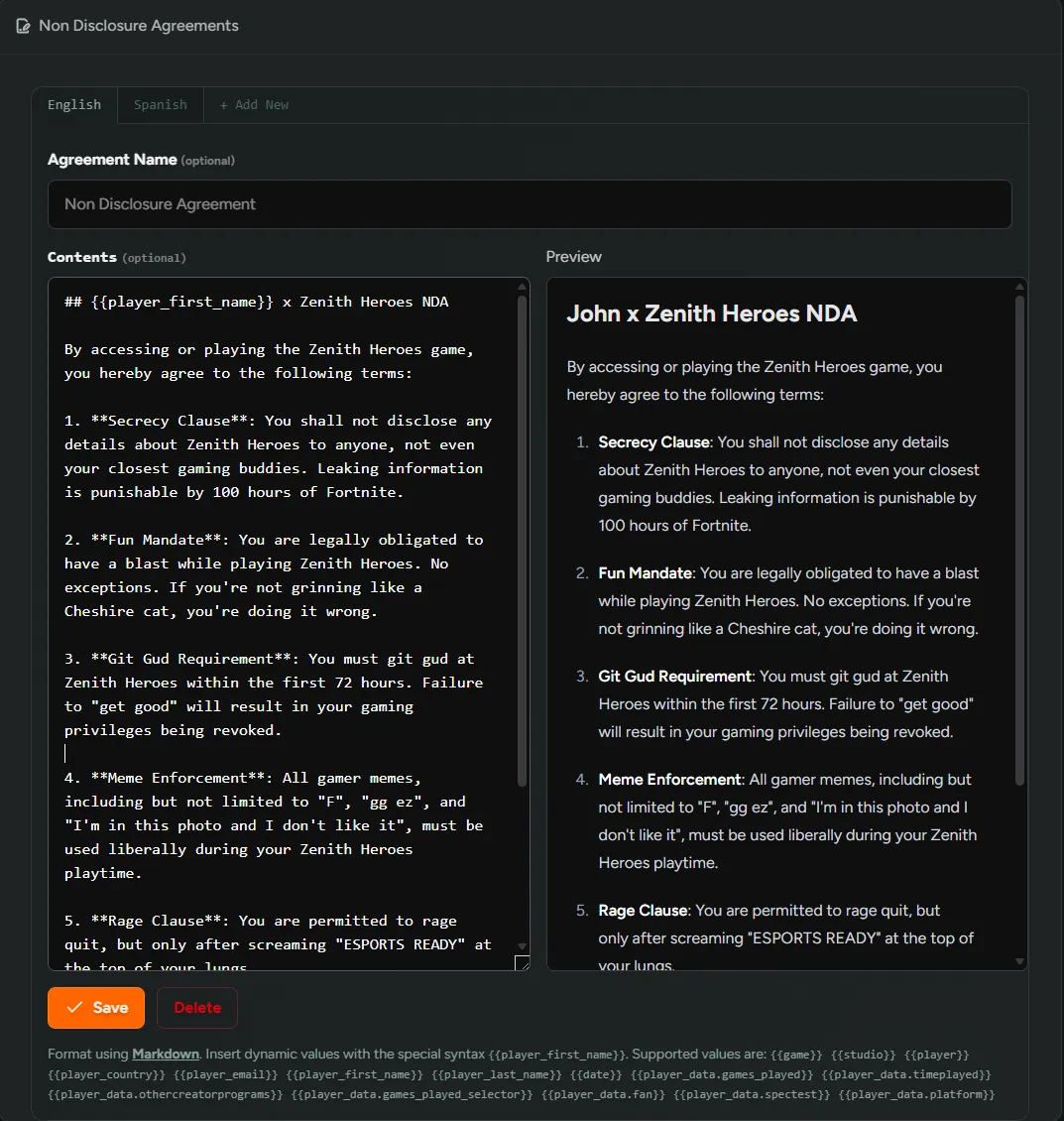 NDA Configuration