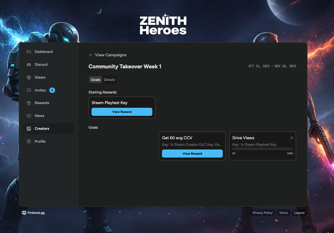 Performance-Based Creator Goals