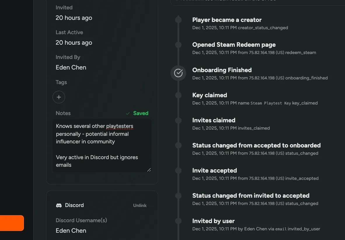 Player Notes