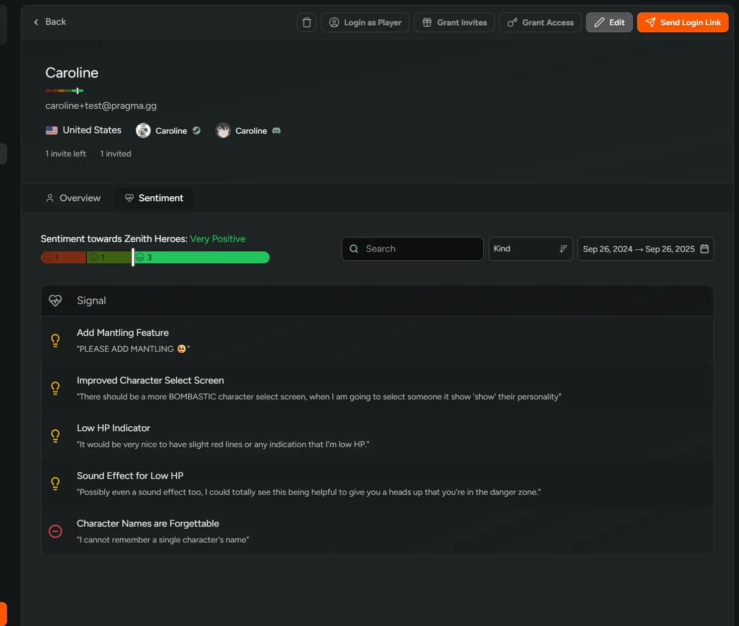 Player Sentiment