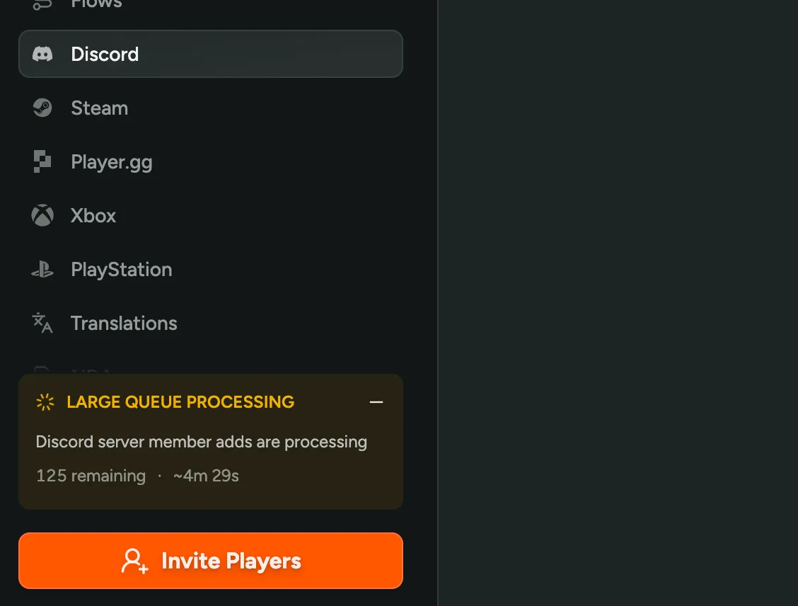 Queue notice on the player Discord tab