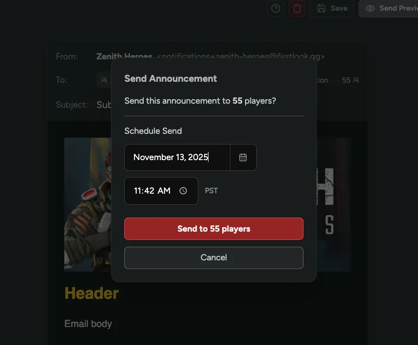 Scheduled Announcements