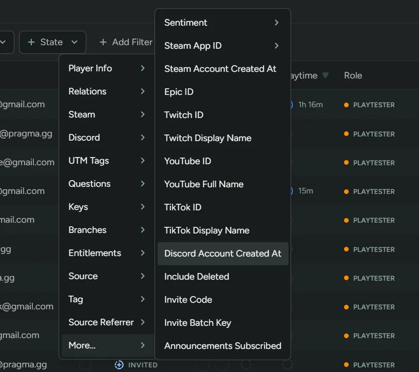 Social Account Age Filter