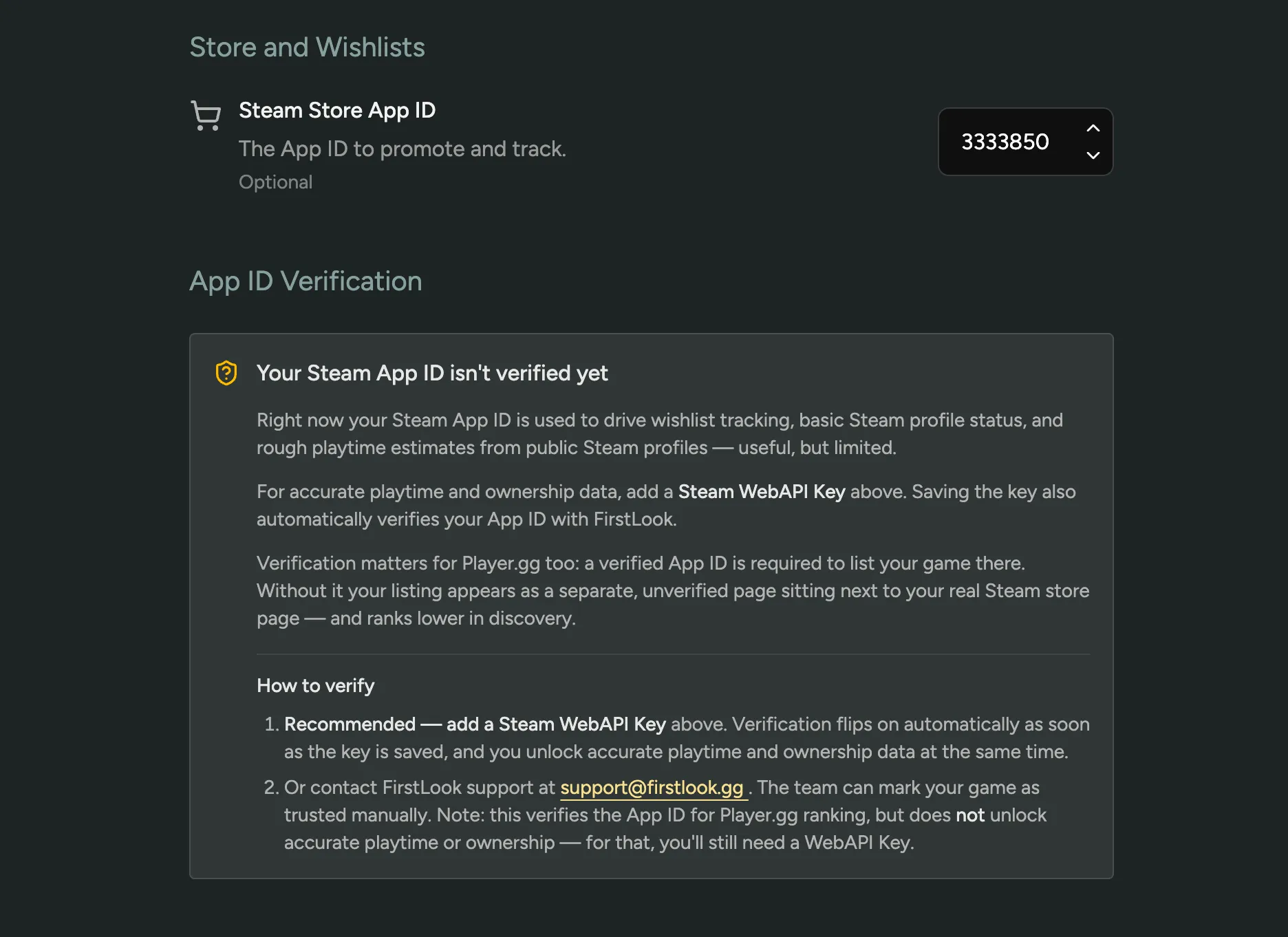 Steam App ID verification in your Steam Configuration