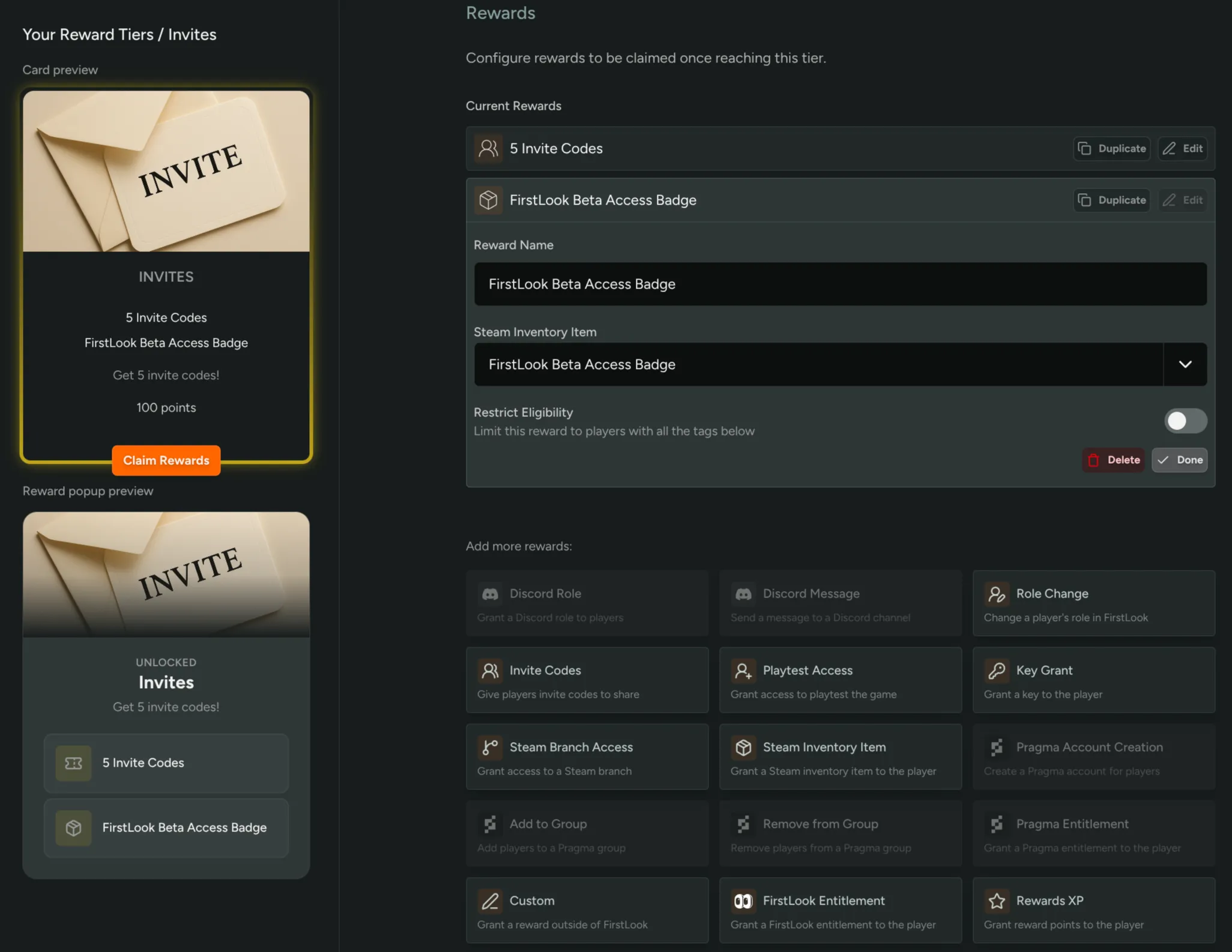 Steam Inventory Item in Keys and Access