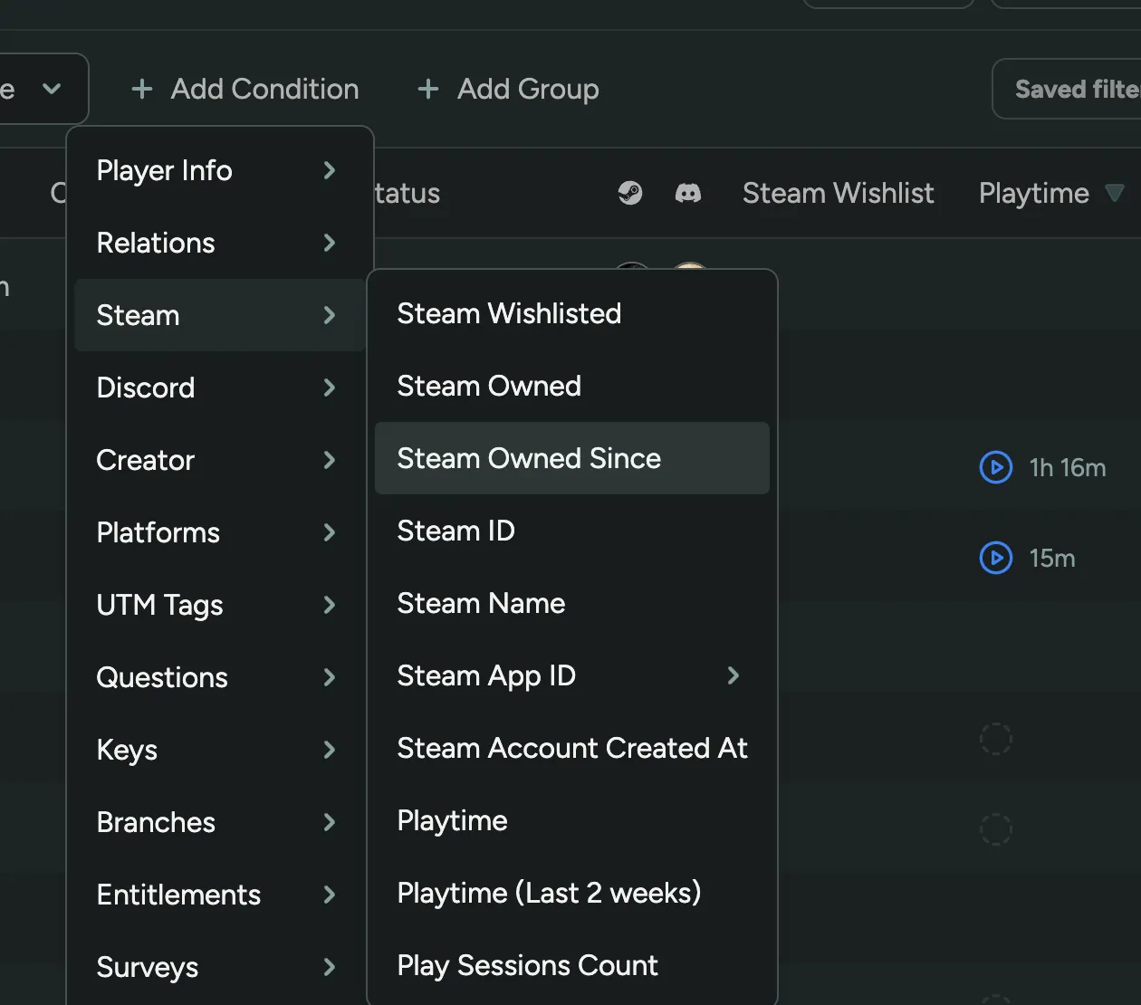 Filter by Steam Owned Date