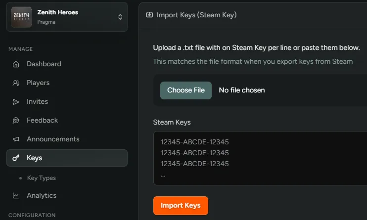 Import Steam Keys
