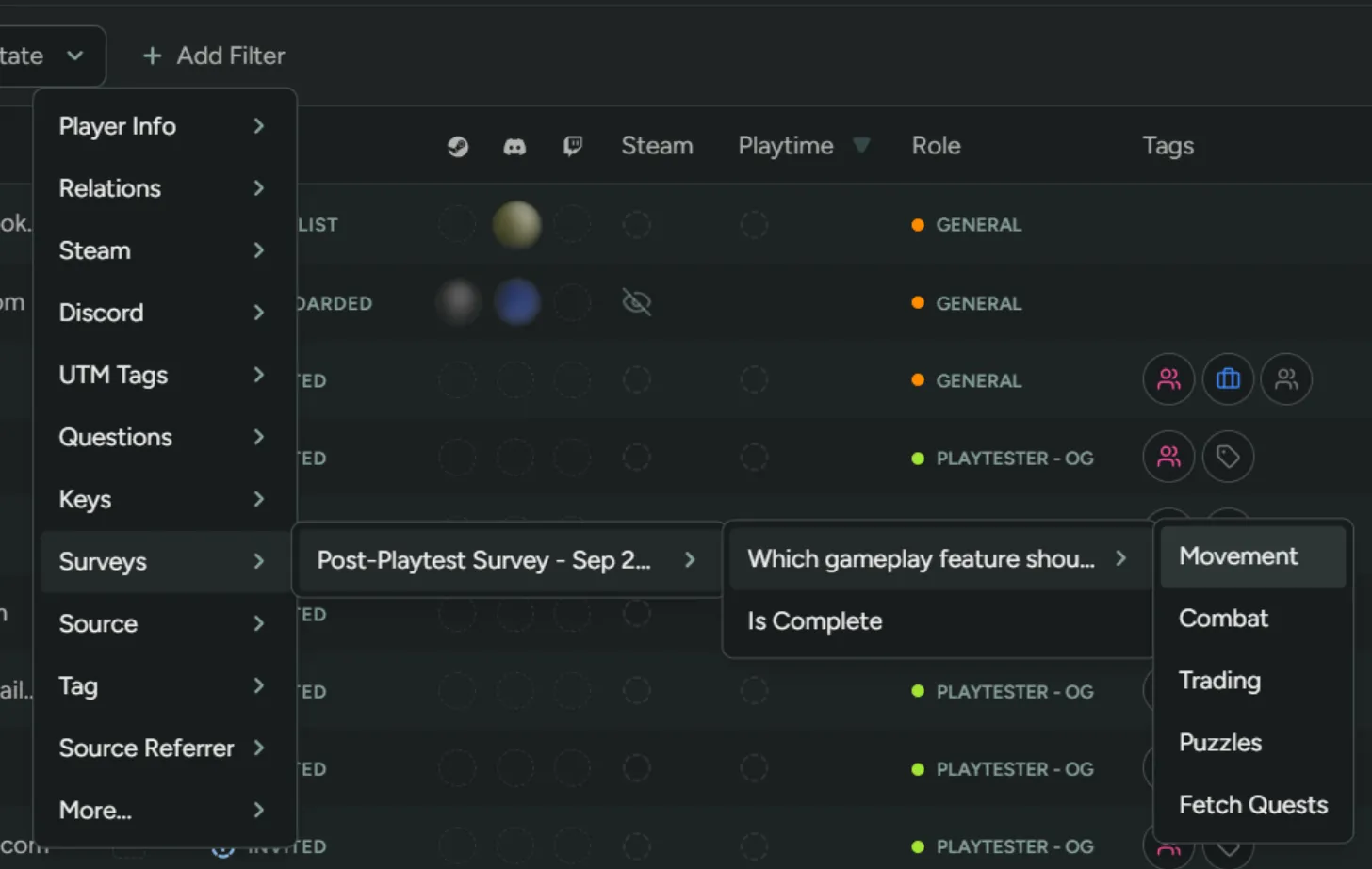 Survey Response Filter