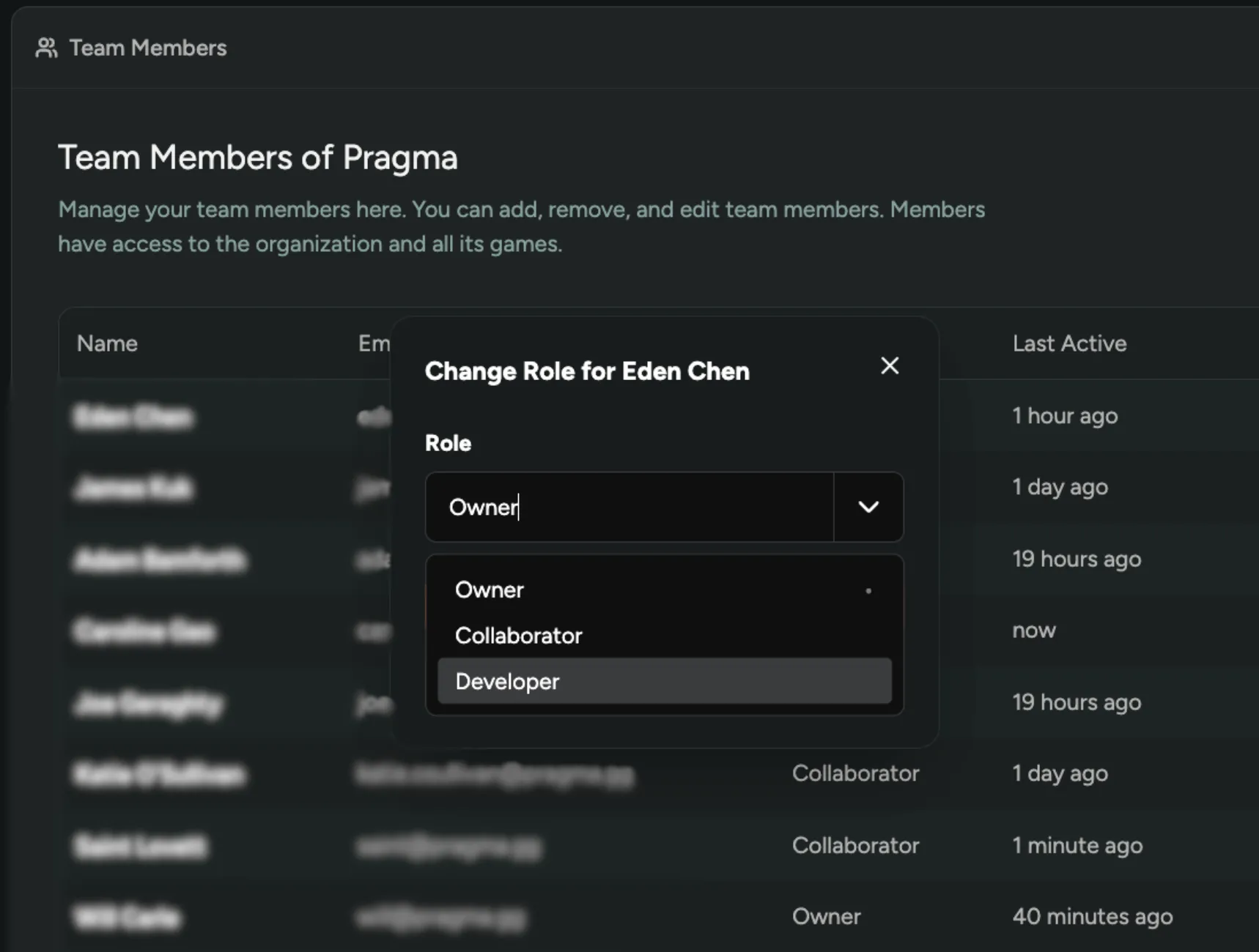 Change Team Members Roles