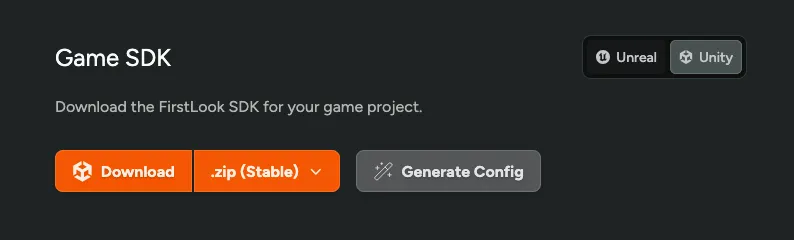 Download the Unity SDK from the dashboard