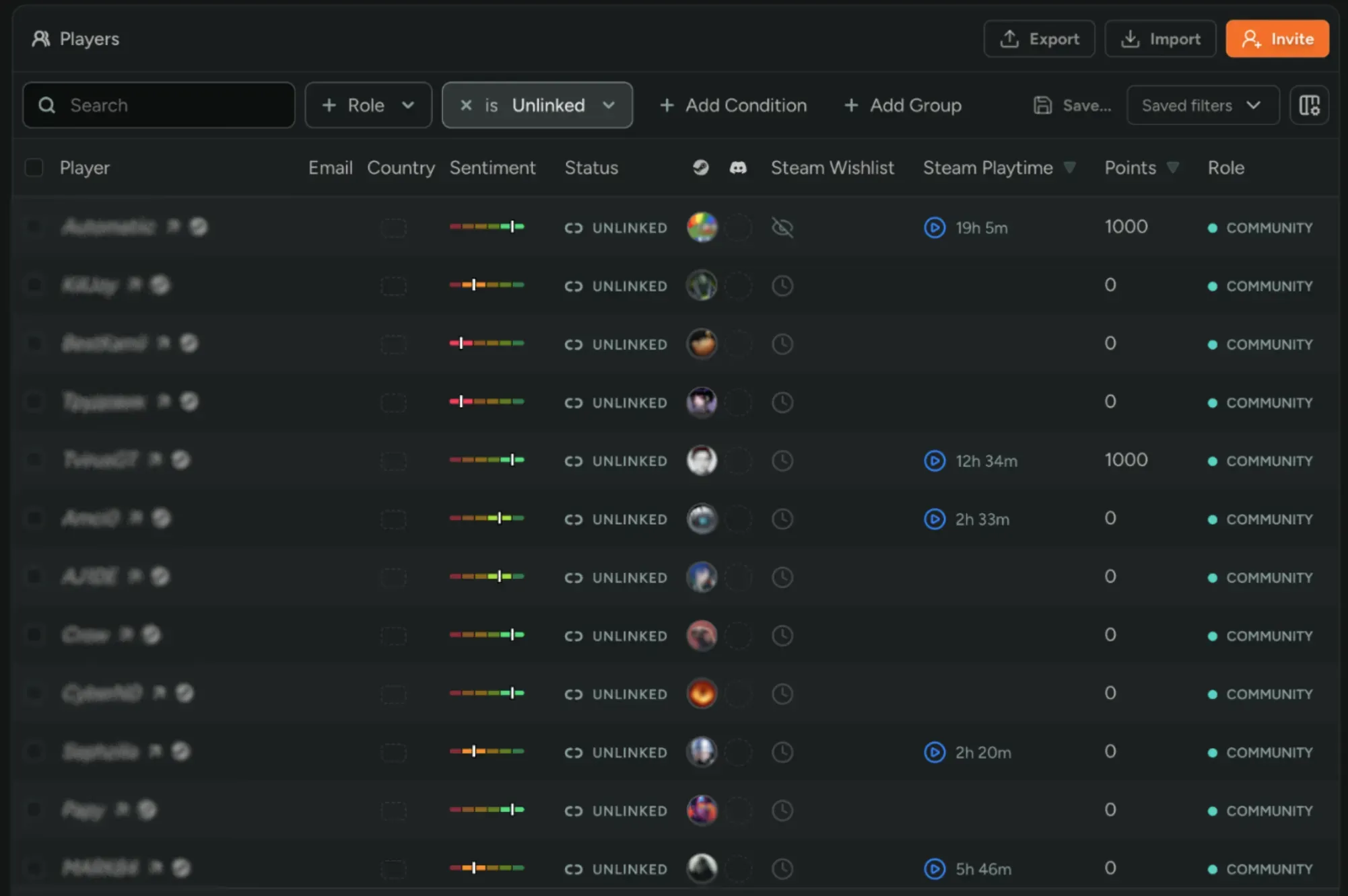 Unlinked Players