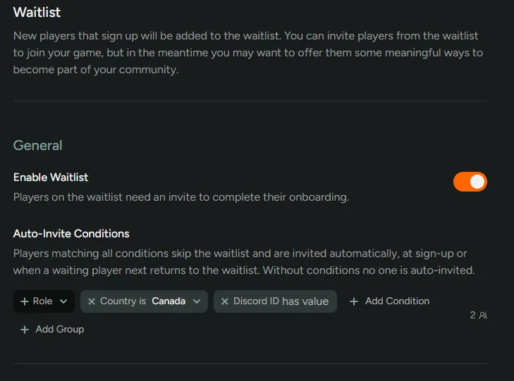 Auto-Invite Conditions